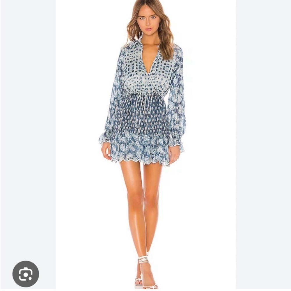 NWT Anthro Hemant & Nandita Kaiyo blue silver floral mini dress